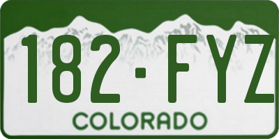 CO license plate 182FYZ