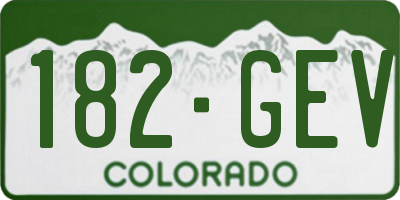 CO license plate 182GEV
