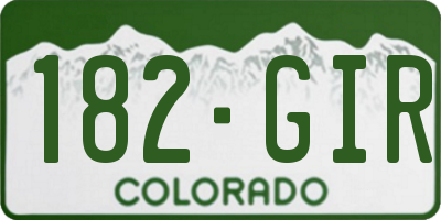 CO license plate 182GIR
