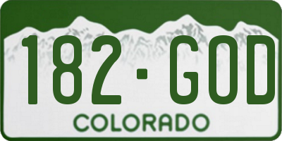 CO license plate 182GOD