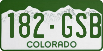 CO license plate 182GSB