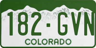 CO license plate 182GVN