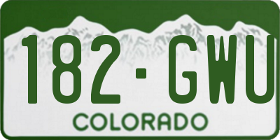 CO license plate 182GWU