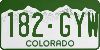 CO license plate 182GYW