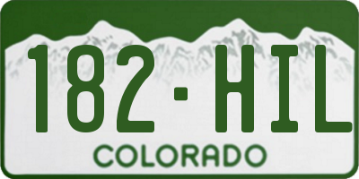 CO license plate 182HIL
