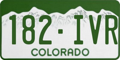 CO license plate 182IVR