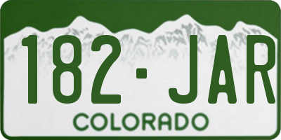 CO license plate 182JAR