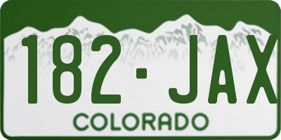 CO license plate 182JAX