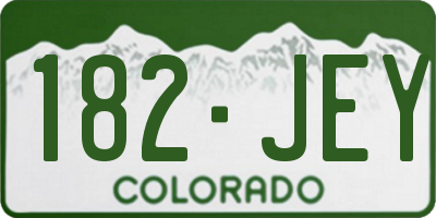 CO license plate 182JEY