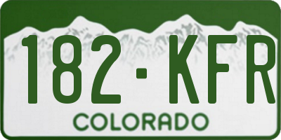 CO license plate 182KFR