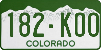CO license plate 182KOO