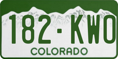 CO license plate 182KWO