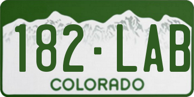 CO license plate 182LAB