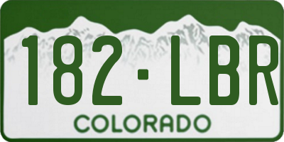 CO license plate 182LBR