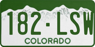 CO license plate 182LSW