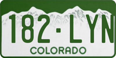 CO license plate 182LYN