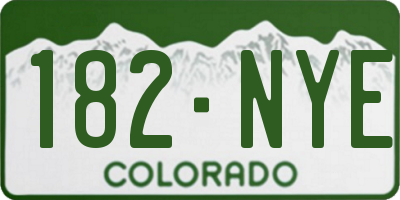 CO license plate 182NYE