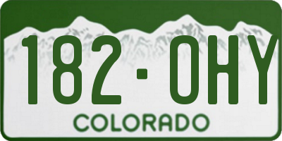 CO license plate 182OHY
