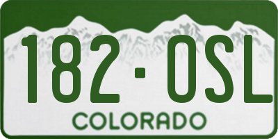 CO license plate 182OSL