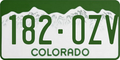CO license plate 182OZV