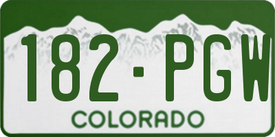 CO license plate 182PGW