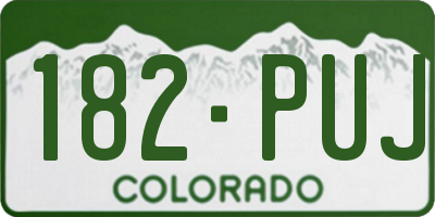 CO license plate 182PUJ