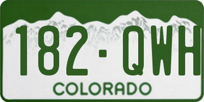 CO license plate 182QWH