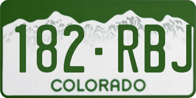 CO license plate 182RBJ