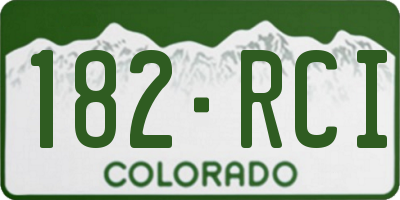 CO license plate 182RCI