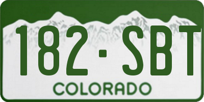 CO license plate 182SBT
