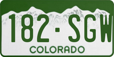 CO license plate 182SGW