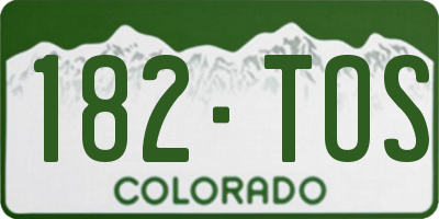 CO license plate 182TOS