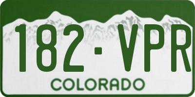 CO license plate 182VPR