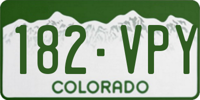 CO license plate 182VPY