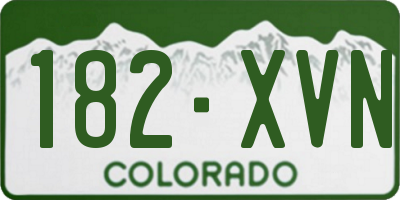 CO license plate 182XVN