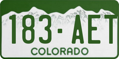 CO license plate 183AET