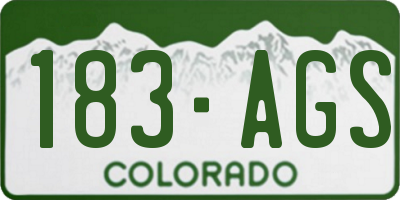 CO license plate 183AGS