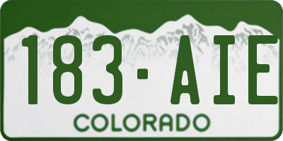CO license plate 183AIE