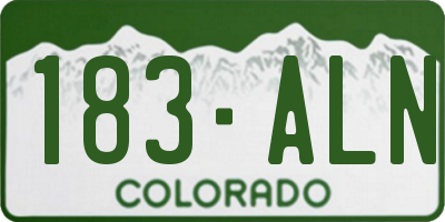 CO license plate 183ALN