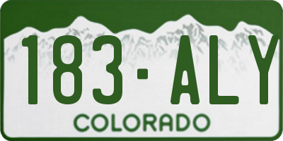 CO license plate 183ALY