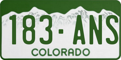 CO license plate 183ANS