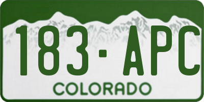 CO license plate 183APC