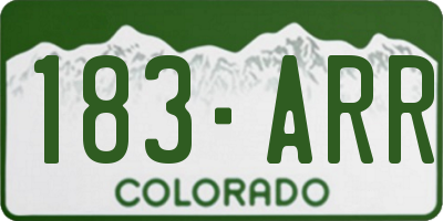 CO license plate 183ARR