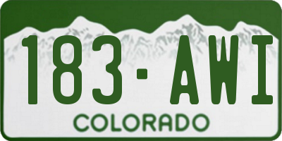 CO license plate 183AWI