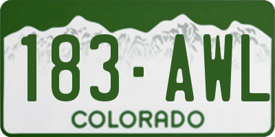 CO license plate 183AWL