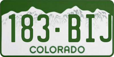 CO license plate 183BIJ