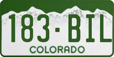 CO license plate 183BIL
