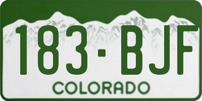 CO license plate 183BJF