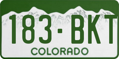 CO license plate 183BKT