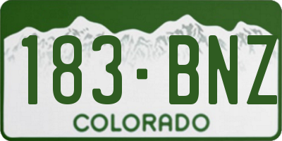 CO license plate 183BNZ